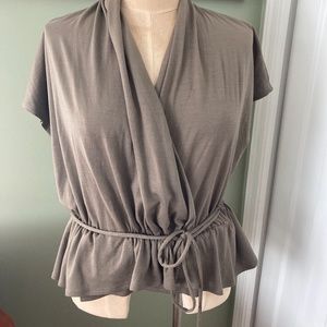 Rambler's Way Merino Wool Peplum Wrap Top XL